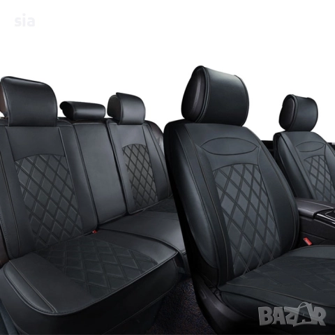 Тапицерия за автомобил от еко кожа, 5 части Черно, снимка 5 - Аксесоари и консумативи - 51729191