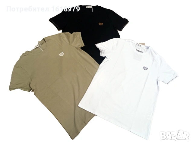 Мъжка тениска код 17 - бяла, черна  и каки