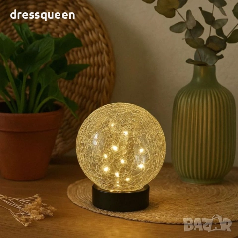 1253070 Соларна лампа тип „Кристална топка“ 15 см – Ефект на напукано стъкло за пътеки и лехи, снимка 2 - Соларни лампи - 53929444