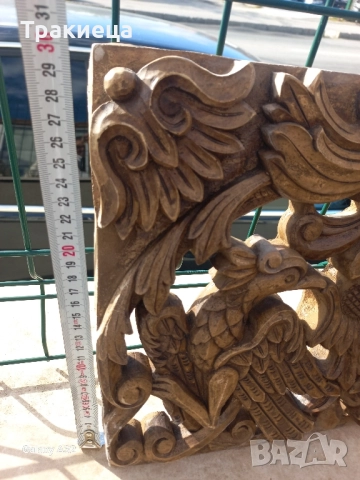 ГИПСОВО ПАНО ОТ СОЦА ДЪРВОРЕЗБА ОРЕЛ, снимка 5 - Антикварни и старинни предмети - 48812146