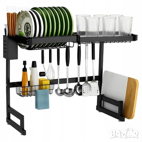 Двуетажен сушилник за съдове с поставка за дъска за рязане, снимка 4 - Други стоки за дома - 52844347