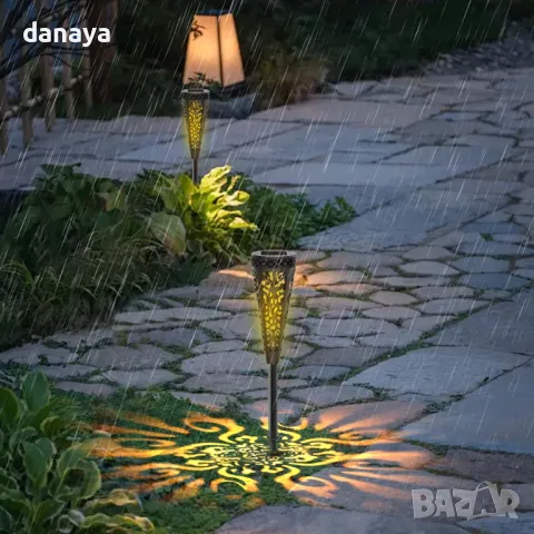 5772 Декоративна градинска соларна лампа с орнаменти, 43 см, снимка 2 - Декорация за дома - 49285652