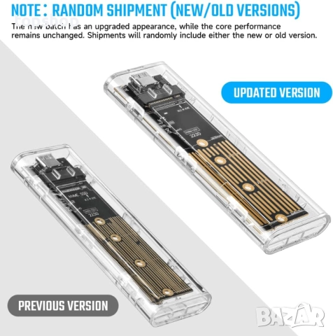 AXFEE M.2 NVMe SSD корпус, външен корпус с USB 3.1 Gen 2 NVMe без инструменти, USB C NVME адаптер..., снимка 3 - Кабели и адаптери - 52343972