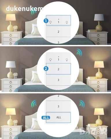 2 броя Безжични контакти с дистанционно + стенен бутон, 3680W, 30м, снимка 7 - Друга електроника - 53074512