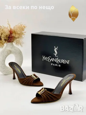 Yves Saint Laurent Дамски Велурени Чехли На Ток - Различни Цветове Код SEM-618, снимка 3 - Чехли - 55894632