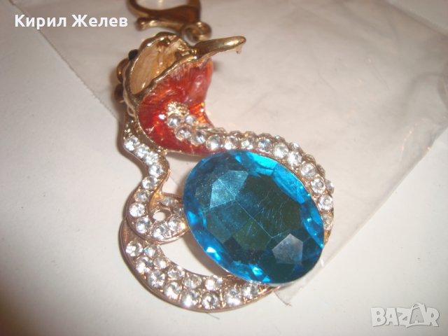 СКЪПОЦЕНЕН КЛЮЧОДЪРЖАТЕЛ КОБРА БРОНЗ ЕМАЙЛ КАМЪНИ и КРИСТАЛИ ПОЗЛАТЕН 14287, снимка 5 - Колекции - 30410893