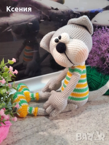 Плетена играчка Котка /Полосати/, ръчно изработени,прекрасен подарък