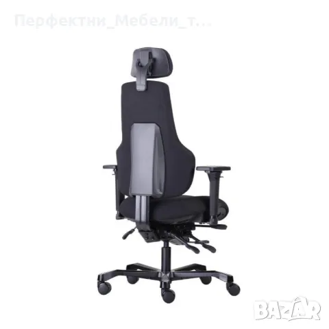 Стол за интензивна работа на компютър 24/7 на човек до 200 кг.,естествена черна кожа на , снимка 2 - Столове за офис - 47510402