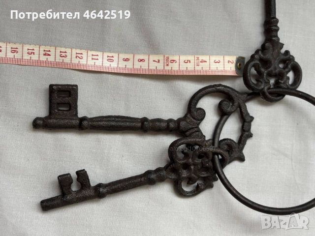 Декоративни винтидж ключове с халка, снимка 4 - Декорация за дома - 52377403