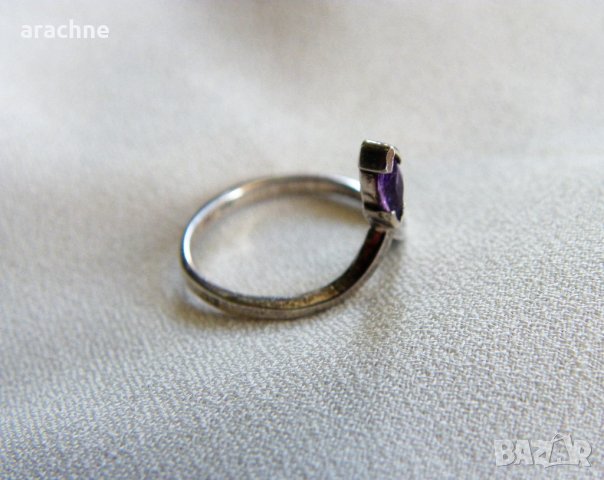 Френски сребърен пръстен за втора фаланга с шпинел, снимка 4 - Пръстени - 37476024