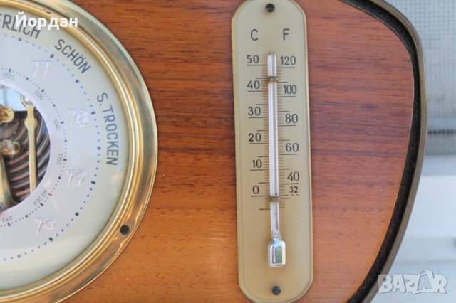 Немски барометър с термометър , снимка 4 - Антикварни и старинни предмети - 36890519