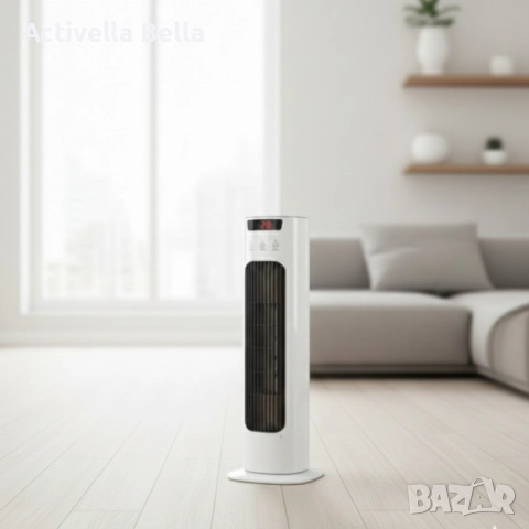 Вертикален керамичен отоплител с дистанционно и защита от прегряване