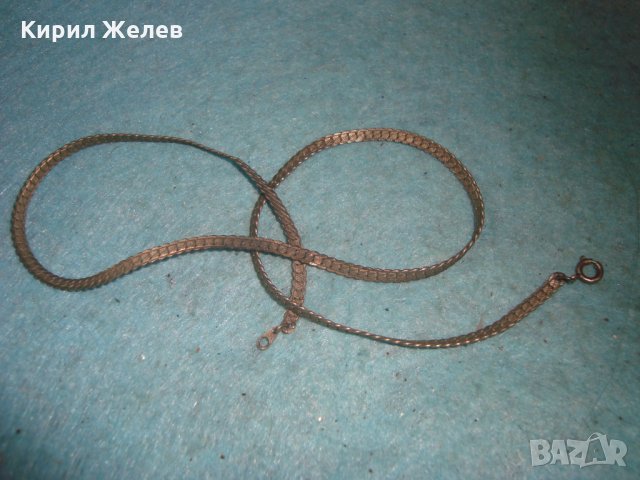 СТАР ПОСРЕБРЕН ЛАНЕЦ КОЛИЕ ВЕРИЖКА подходяща и за КЮСТЕК за ДЖОБЕН ЧАСОВНИК 12494, снимка 4 - Антикварни и старинни предмети - 35273850