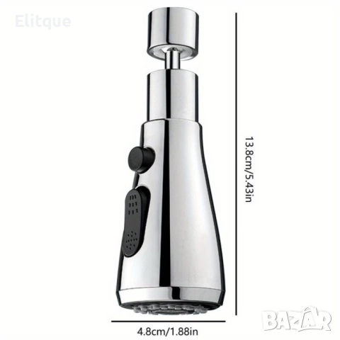 Универсална кухненски Аератор 360 градуса въртене , два вида струя, снимка 3 - Други стоки за дома - 52901521