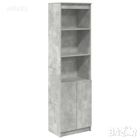 vidaXL Висок шкаф, Бетонно сиво, 50x35x180 cм инженерно дърво
