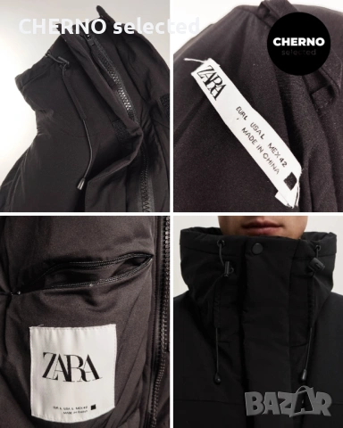 Мъжко черно пухено яке ZARA Water Repellent 4-Way Stretch Puffer Jacket – Размер L•XL , снимка 13 - Якета - 53155687