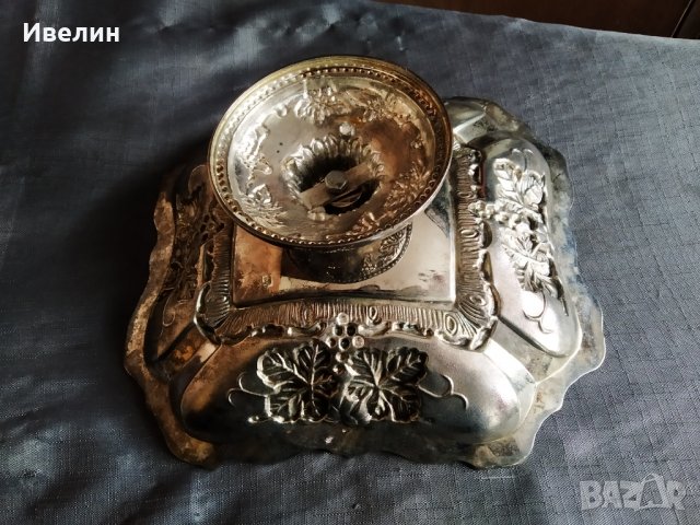 посребрена метална купа в стил арт деко, снимка 5 - Антикварни и старинни предмети - 30622962