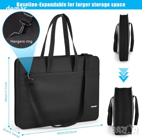 Водоустойчива чанта за съхранение A3 Light Box, черна 60×45×8 cm, снимка 7 - Чанти - 42795113