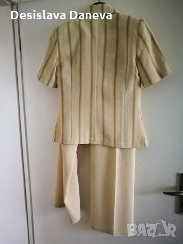 Дамски бежов костюм, панталон и сако, Смег, размер 42, снимка 6 - Костюми - 29201710