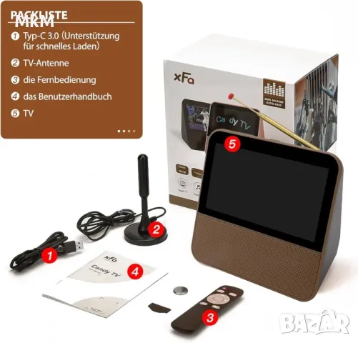 Портативен телевизор с батерия Candy TV  DVB-T2, 1080P HD Mini TV DAB+, DSP цифрова телевизия USB , снимка 6 - Телевизори - 49227723