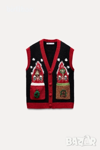 Новогодишна жакардова жилетка/елек ZARA
