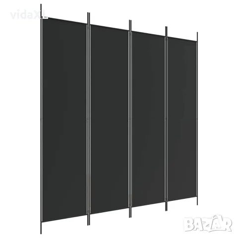 vidaXL Параван за стая, 4 панела, черен, 200x200 cм, плат