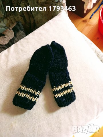 Ръчно плетени бебешки чорапи от вълна, ходило 10 см., снимка 2 - Бебешки чорапи - 39899809