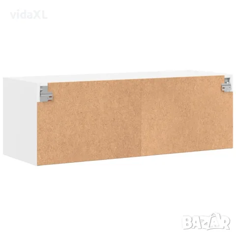 vidaXL Стенен шкаф със стъклени врати, бял, 102x37x35 см, снимка 8 - Шкафове - 56148143