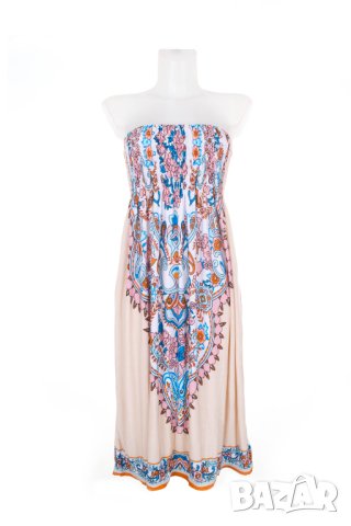 Рокля тип бюстие в бежово Beauty's Love - M, снимка 2 - Рокли - 42633603