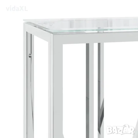 vidaXL Конзолна маса 110x30x70 cм неръждаема стомана и стъкло, снимка 5 - Маси - 56147198