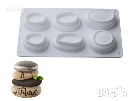 3D 6 обли камъка камъни камък Калдъръм Cobblestone дълбок силиконов молд форма десерт гипс сапун 