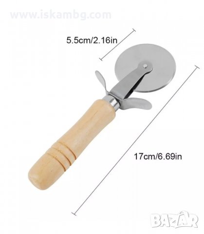 КЛАСИЧЕСКИ НОЖ ЗА РЯЗАНЕ НА ПИЦА С ДЪРВЕНА ДРЪЖКА - код ДЪРВЕНА ДРЪЖКА, снимка 7 - Прибори за хранене, готвене и сервиране - 33903960