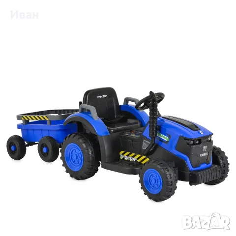 ТОП ЦЕНА!НОВО!Акумулаторен трактор с ремарке TERRON BLUE с 12V батерия,дистанционно,USB