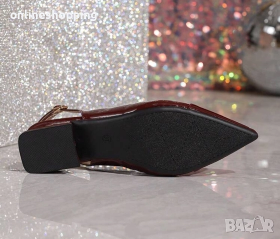 **НОВИ** Елегантни дамски сандали в цвят бордо, снимка 4 - Дамски елегантни обувки - 52856413