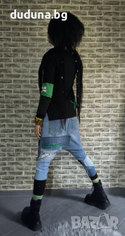 Див дамски сет дънкови потури и блуза в стил ДУДУНА!, снимка 2 - Комплекти - 52841870