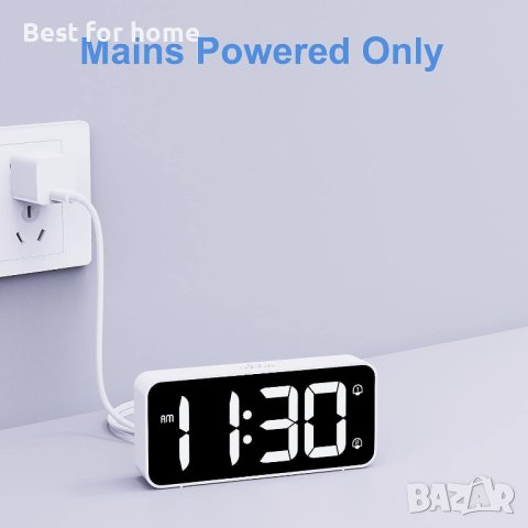 LED Цифров будилник с адаптер,регулируема сила на звука, голям екран с 2 аларми,, снимка 2 - Друга електроника - 42255546