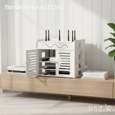 Органайзер шкаф за Wi-Fi рутер и кабели – 3 нива, бял дизайн, снимка 6 - Шкафове - 51930753