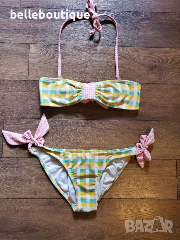 Страхотен кариран бански с панделки, размер S, снимка 2 - Бански костюми - 37348954