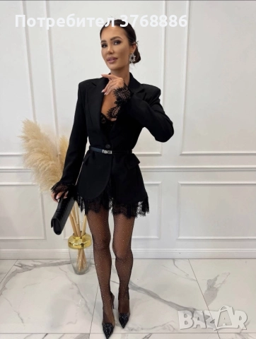 Комплект- сако и  къси панталонки с дантела, снимка 6 - Комплекти - 52632656