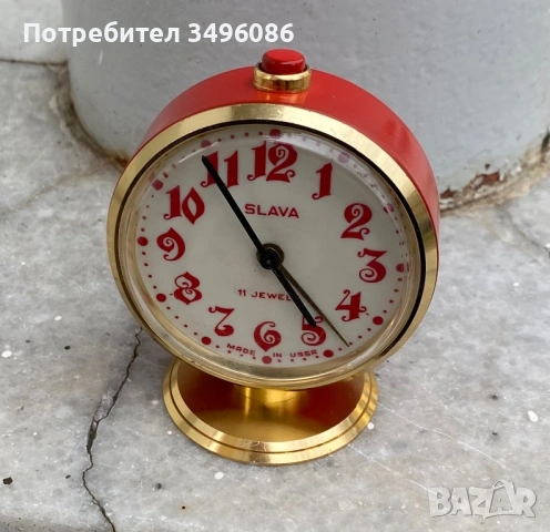 Стар съветски механичен будилник СЛАВА 11 камъка, снимка 15 - Колекции - 54058898