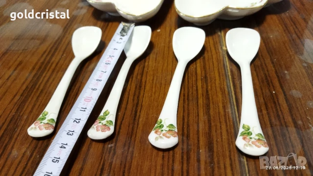 Стар български порцелан Изида чинии с лъжички , снимка 9 - Антикварни и старинни предмети - 38583169