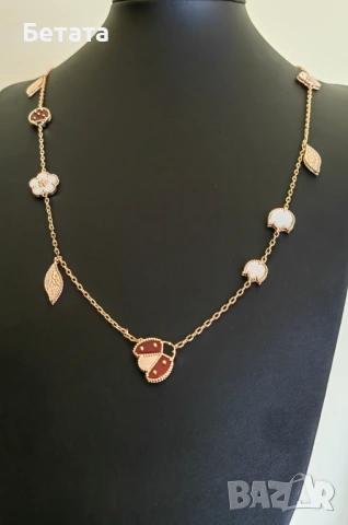 Колие от розово злато - Van Cleef & Arpels VCA Perlée couleurs pendant, снимка 4 - Колиета, медальони, синджири - 54357318