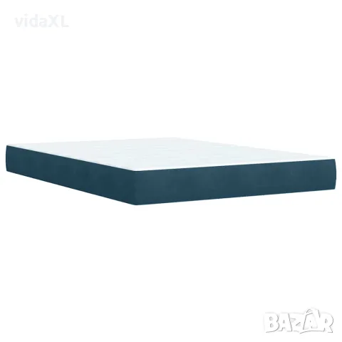 vidaXL Боксспринг легло с матрак, синя, 140x190 см, кадифе, снимка 10 - Спални и легла - 56146916