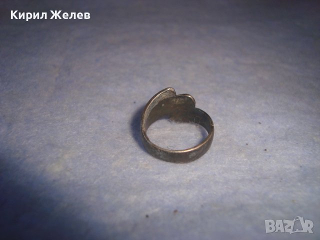 СТАР МЕДЕН ПОСРЕБРЕН РЕТРО АРТ ПРЪСТЕН РЪЧНА ИЗРАБОТКА 27602, снимка 5 - Антикварни и старинни предмети - 37419010