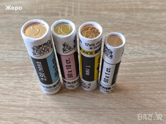 Лот от 4 броя банкови фишека 1 , 2 , 5 и 10 стотинки България 