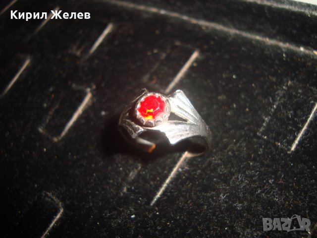 ПОСРЕБРЕН СТАРИНЕН ПРЪСТЕН с ГРАНАТ 17501, снимка 3 - Пръстени - 31230599