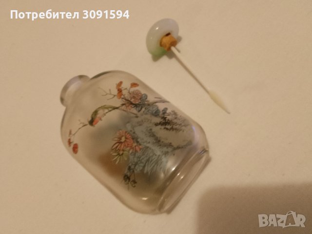    китайска бутилка за емфие е направена от стъкло, вътрешната повърхност е изрисувана с графики на , снимка 10 - Антикварни и старинни предмети - 42794527