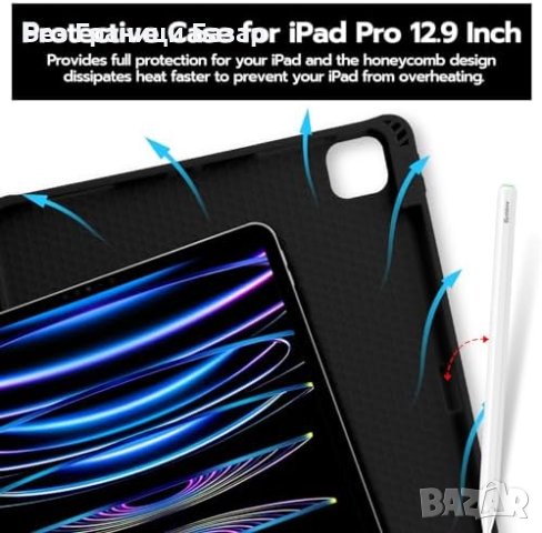 Нов Защитен Калъф с Магнитна Клавиатура за таблет iPad Pro 12.9 инча, снимка 4 - Таблети - 44207759