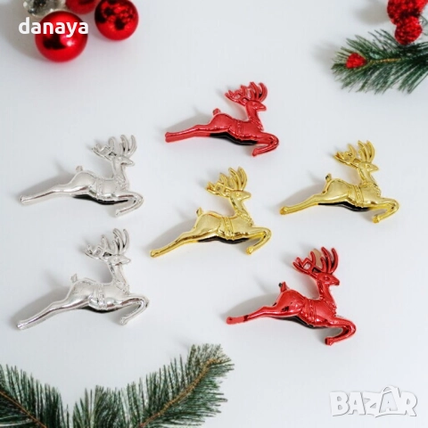 6174 Комплект коледни играчки за елха Еленчета, 6 броя