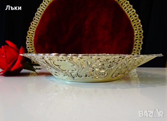 Посребрена фруктиера Ангели,барок. , снимка 3 - Антикварни и старинни предмети - 34562786